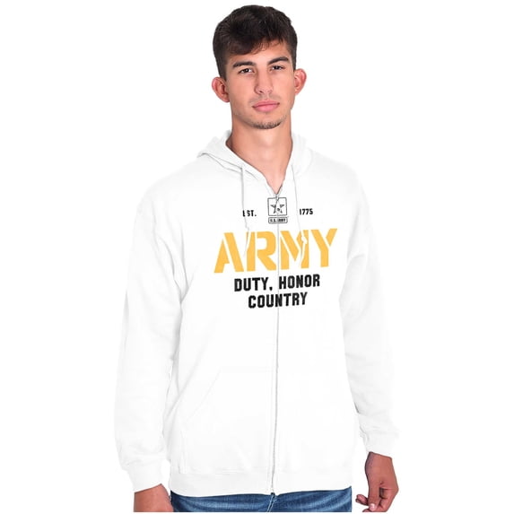US Army Est 1775 Duty Honor Country Zip Up Hoodie Men's Women's Brisco Brands S