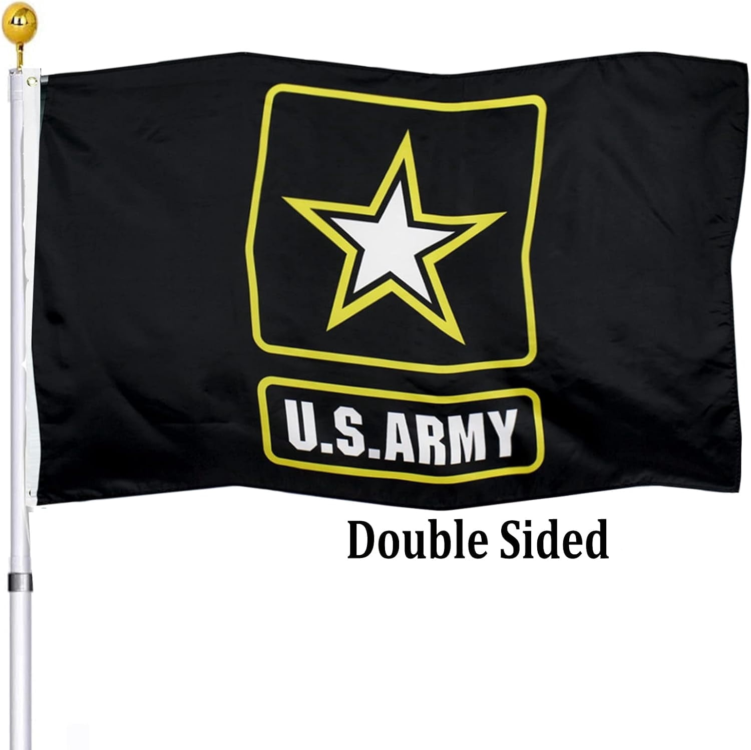 US Army Flag 3x5 Outdoor Double Sided American United States Black Star Army Flags U.S. Army Single Star Flag with 2 Brass Grommets Banner for Home Company Garage Wall