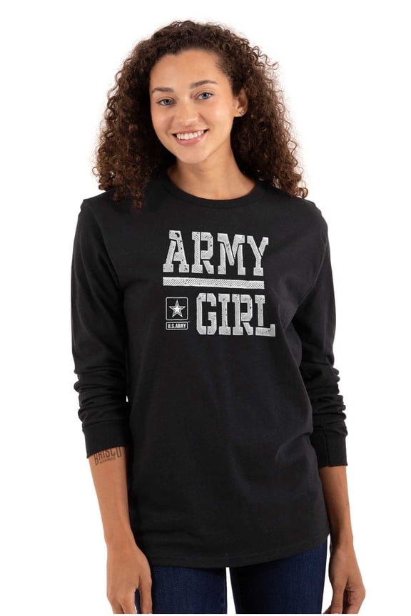 US Army Girl Military Star Logo Women's Long Sleeve T Shirt Brisco Brands 2X