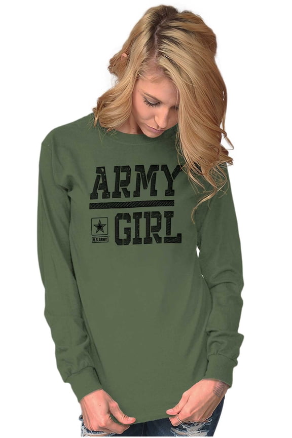 US Army Girl Military Star Logo Women's Long Sleeve T Shirt Brisco Brands 2X