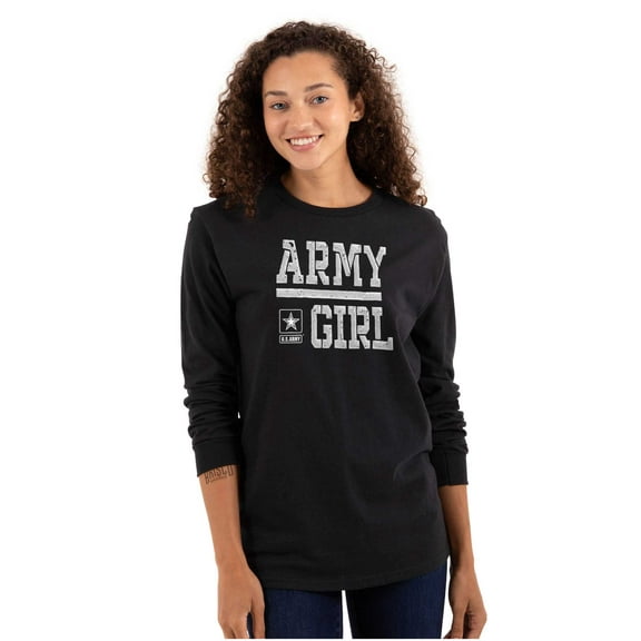 US Army Girl Military Star Logo Women's Long Sleeve T Shirt Brisco Brands S