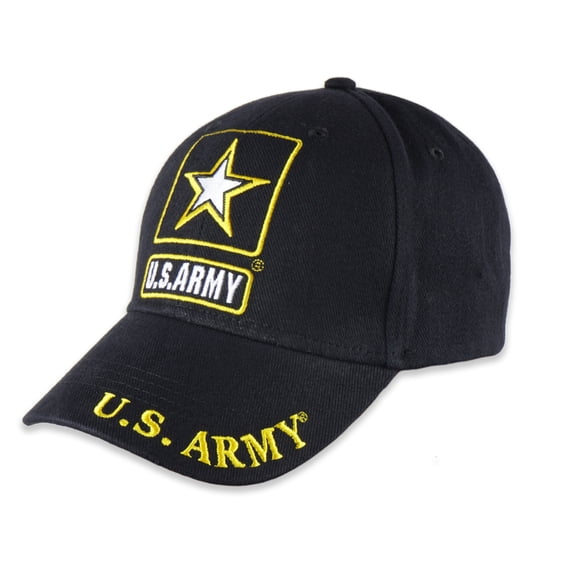 US Army Hat for Men and Women Officially Licensed Product Adjustable Strap Baseball Cap - US Army Embroidered Army Baseball Cap Beautifully Stitched Lettering on The Front and Back (Black)