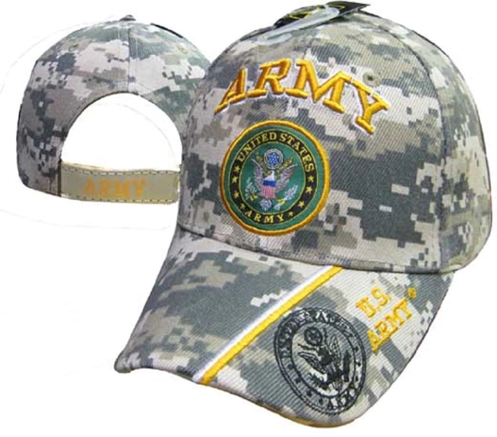 U.S. Army Embroidered Cap – Black With Gold Letters & Star On Bill, 100% Cotton, Structured Hat