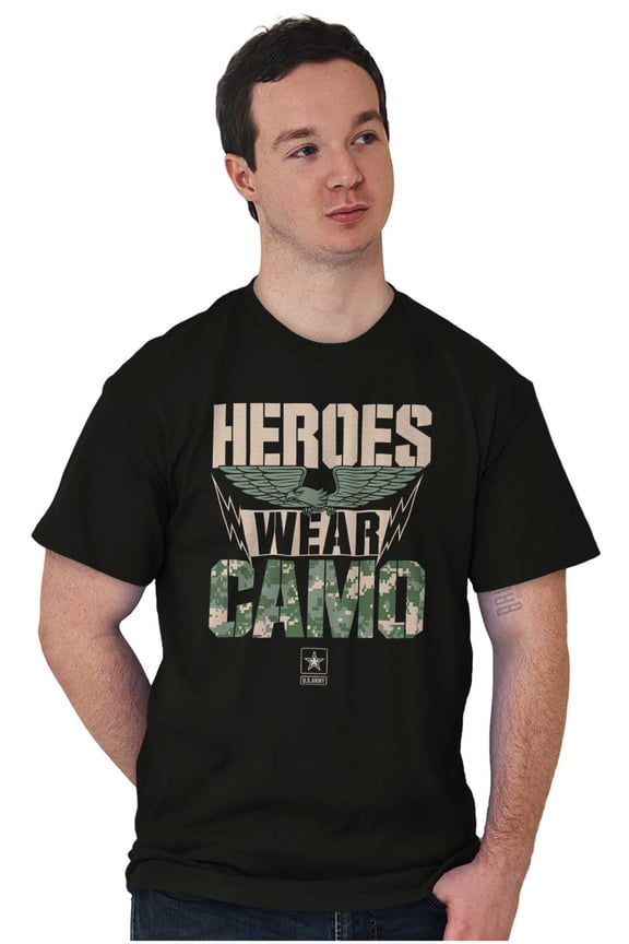 US Army Logo Heroes Wear Camo Eagle Men's Graphic T Shirt Tees Brisco Brands S