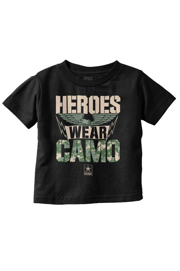 US Army Logo Heroes Wear Camo Eagle Toddler Boy Girl T Shirt Infant Toddler Brisco Brands 4T