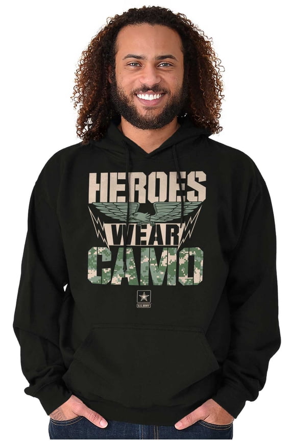 US Army Logo Heroes Wear Camo Eagle Unisex Plus Size Hoodie Brisco Brands 2X