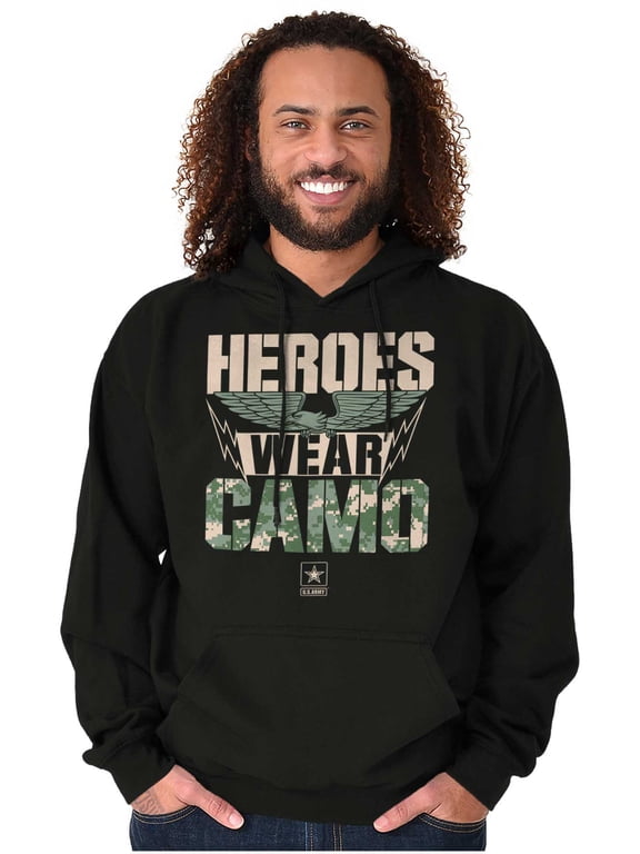 US Army Logo Heroes Wear Camo Eagle Unisex Plus Fleece Graphic Hoodie Brisco Brands 3X