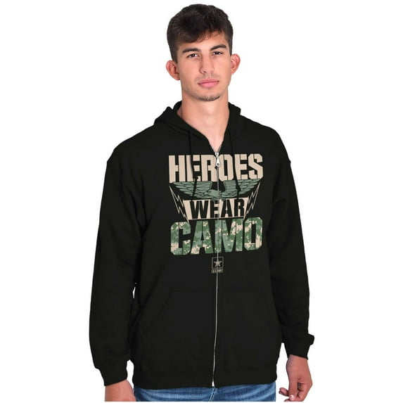 US Army Logo Heroes Wear Camo Eagle Zip Up Hoodie Men's Women's Brisco Brands S