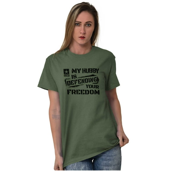 US Army Logo Hubby Defending Freedom Women Plus Size Graphic Tee Tees Brisco Brands 3X