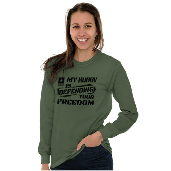 US Army Logo Hubby Defending Freedom Women Plus Size Long Sleeve Tee Brisco Brands 2X