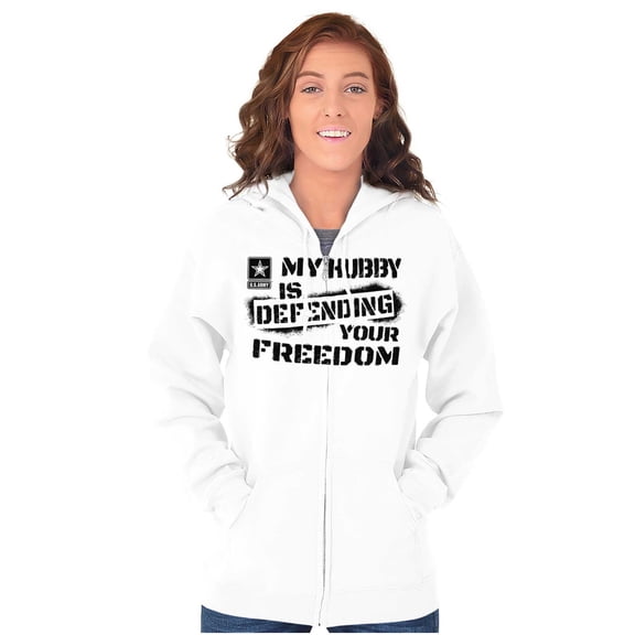 US Army Logo Hubby Defending Freedom Women Plus Size Zipper Hoodie Brisco Brands 2X