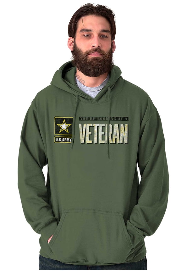 US Army Logo Looking at a Veteran Hoodie Sweatshirt Women Men Brisco Brands S