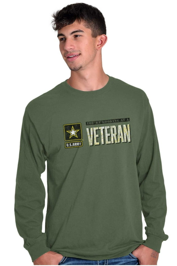 US Army Logo Looking at a Veteran Long Sleeve TShirt Men Women Brisco Brands X