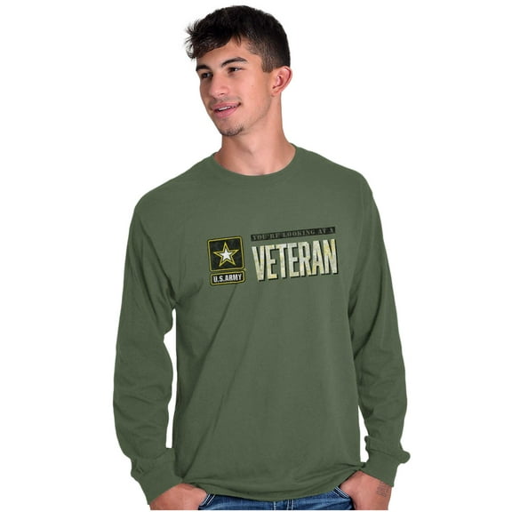 US Army Logo Looking at a Veteran Unisex Plus Size Long Sleeve Tee Shirt Brisco Brands 2X