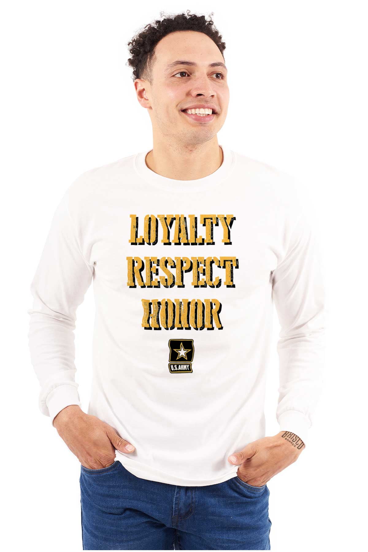 US Army Logo Loyalty Respect Honor Long Sleeve TShirt Men Women Brisco