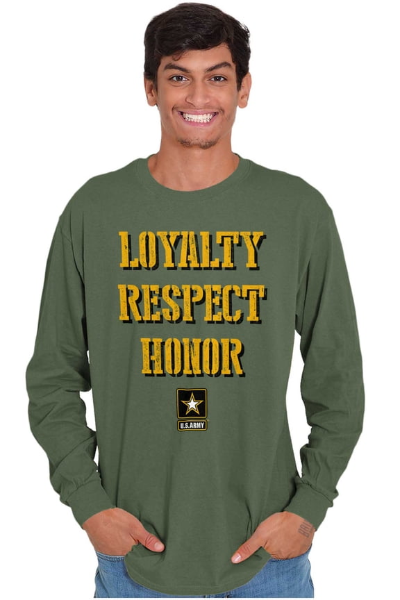 US Army Logo Loyalty Respect Honor Unisex Plus Size Long Sleeve Shirt Brisco Brands 2X