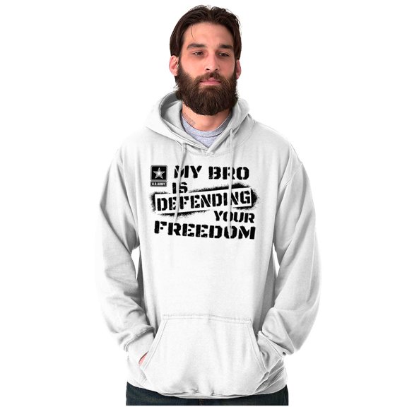 US Army Logo My Bro Defending Freedom Hoodie Sweatshirt Women Men Brisco Brands L
