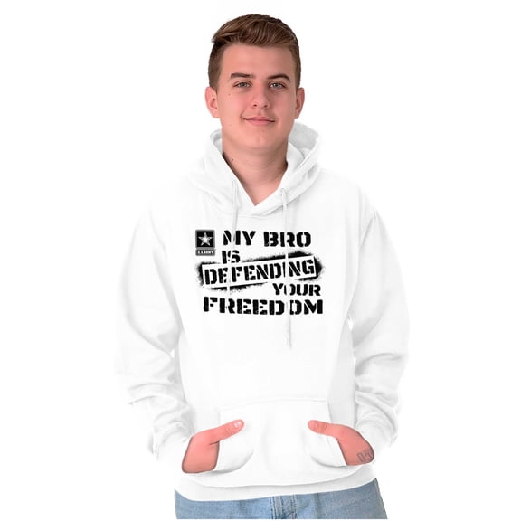 US Army Logo My Bro Defending Freedom Hoodie Sweatshirt Women Men Brisco Brands X