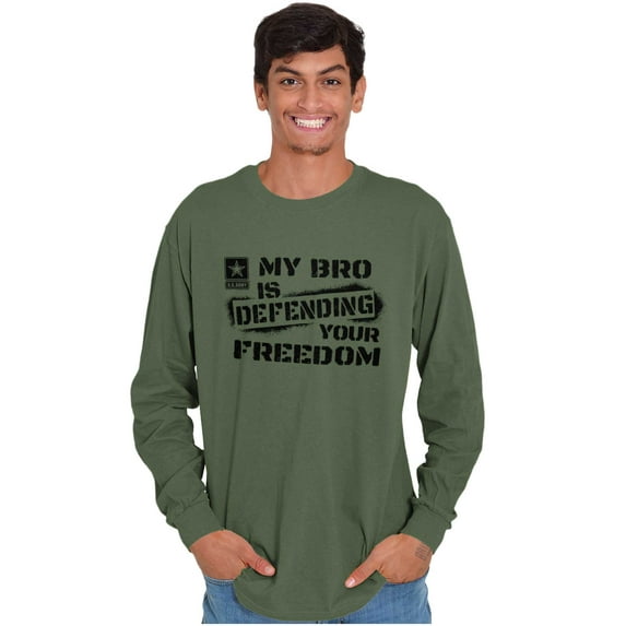 US Army Logo My Bro Defending Freedom Long Sleeve TShirt Men Women Brisco Brands M