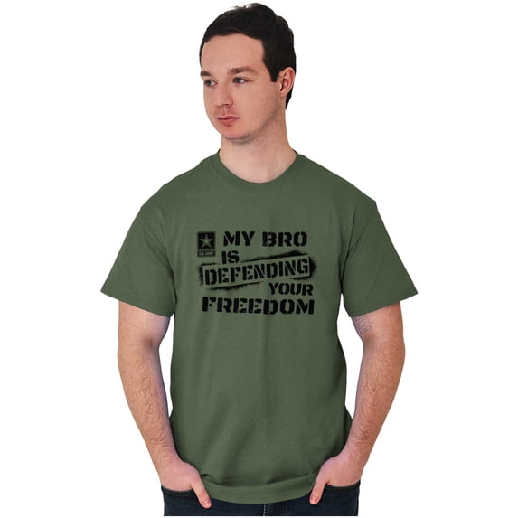 US Army Logo My Bro Defending Freedom Men's Graphic T Shirt Tees Brisco Brands S