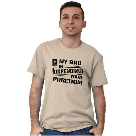 US Army Logo My Bro Defending Freedom Men's Graphic T Shirt Tees Brisco Brands S
