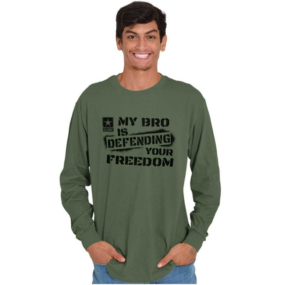 US Army Logo My Bro Defending Freedom Unisex Plus Size Long Sleeve Shirt Brisco Brands 2X