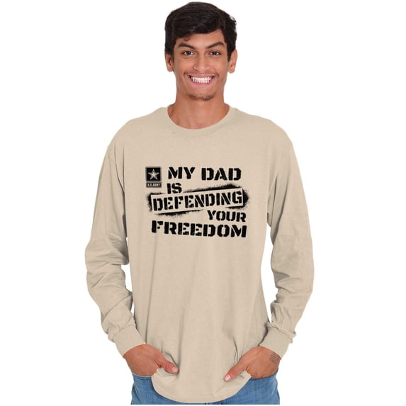 US Army Logo My Dad Defending Freedom Long Sleeve TShirt Men Women Brisco Brands S