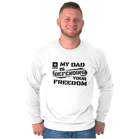 US Army Logo My Dad Defending Freedom Long Sleeve TShirt Men Women Brisco Brands X