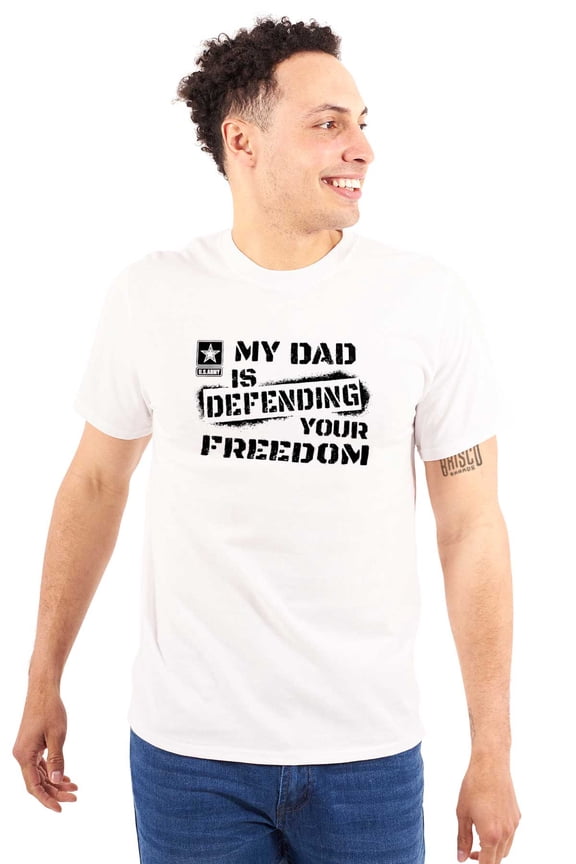 US Army Logo My Dad Defending Freedom Unisex Plus Size Graphic Tee Brisco Brands 5X