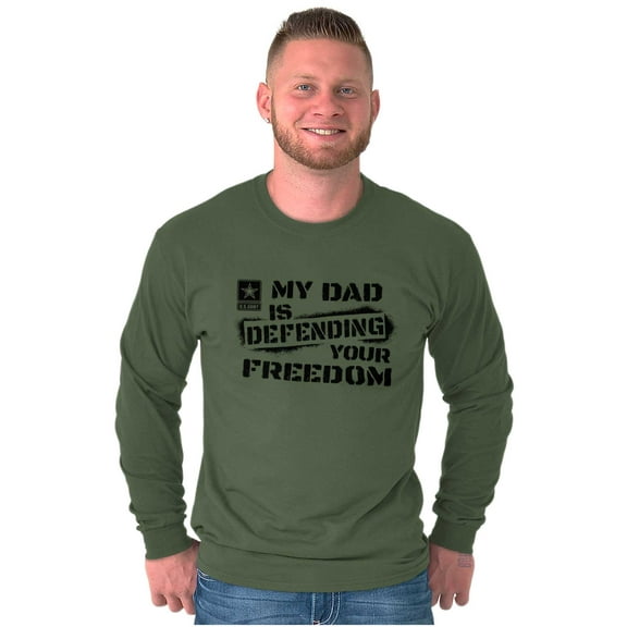 US Army Logo My Dad Defending Freedom Unisex Plus Size Long Sleeve Shirt Brisco Brands 2X