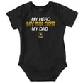 thumbnail image 1 of US Army Logo My Dad Hero Soldier Romper Boys or Girls Infant Baby Brisco Brands 12M, 1 of 7