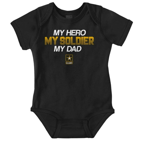 US Army Logo My Dad Hero Soldier Romper Boys or Girls Infant Baby Brisco Brands 12M