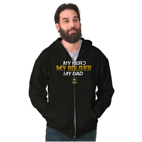 US Army Logo My Dad Hero Soldier Zip Up Hoodie Men's Women's Brisco Brands M