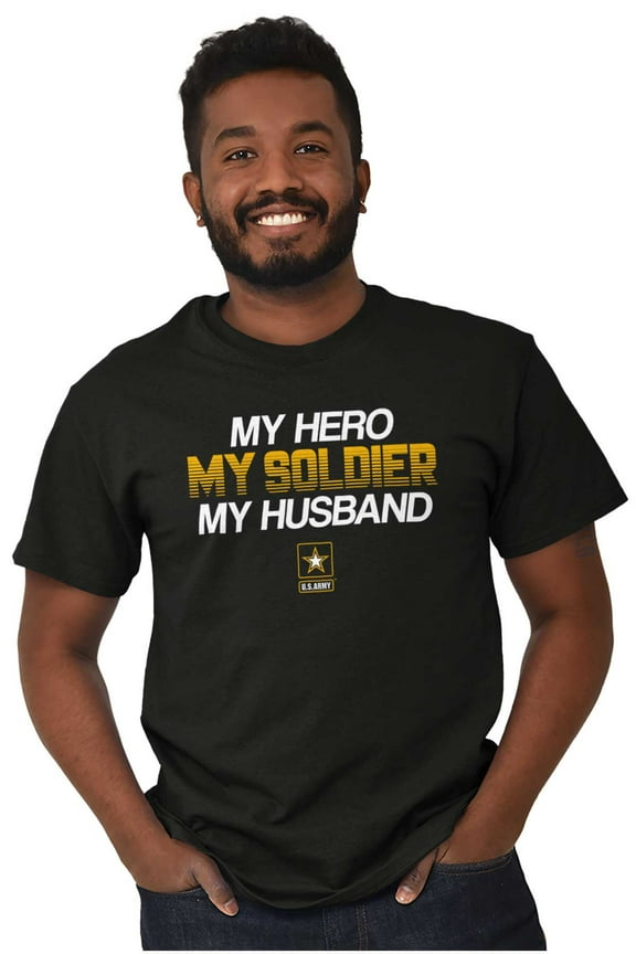 US Army Logo My Husband Hero Soldier Women's Graphic T Shirt Tees Brisco Brands S