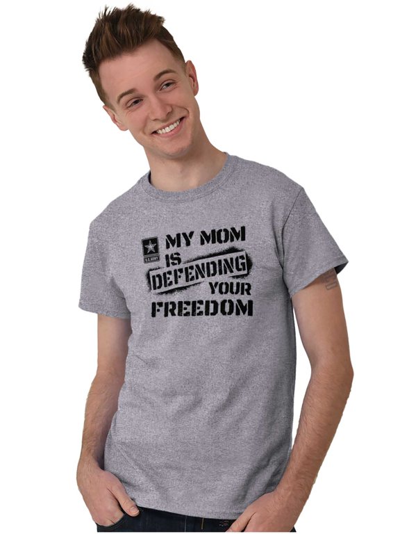 US Army Logo My Mom Defending Freedom Men's Graphic T Shirt Tees Brisco Brands S