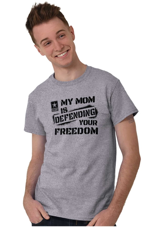US Army Logo My Mom Defending Freedom Men's Graphic T Shirt Tees Brisco Brands S