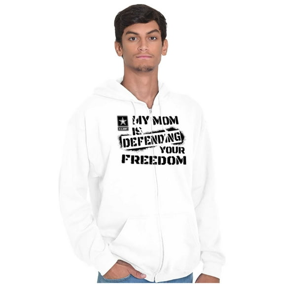 US Army Logo My Mom Defending Freedom Unisex Plus Size Zip Hoodie Brisco Brands 4X
