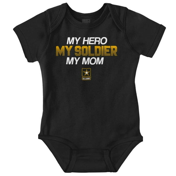 US Army Logo My Mom Hero Soldier Romper Boys or Girls Infant Baby Brisco Brands 24M