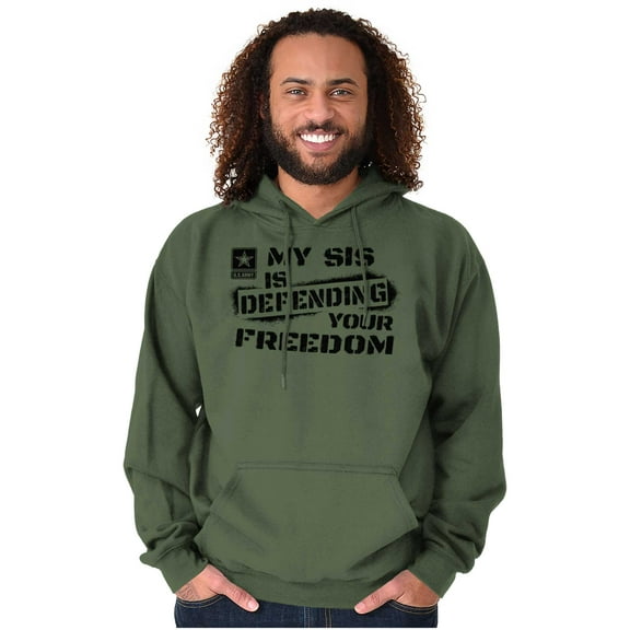 US Army Logo My Sis Defending Freedom Hoodie Sweatshirt Women Men Brisco Brands S