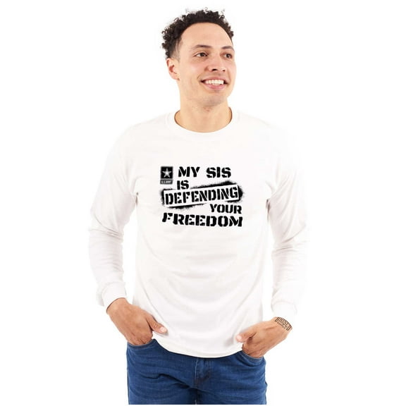 US Army Logo My Sis Defending Freedom Long Sleeve TShirt Men Women Brisco Brands S