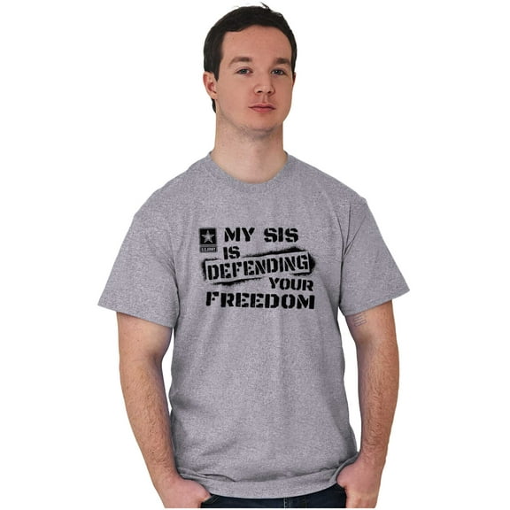 US Army Logo My Sis Defending Freedom Men's Graphic T Shirt Tees Brisco Brands S