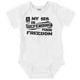 thumbnail image 1 of US Army Logo My Sis Defending Freedom Romper Boys or Girls Infant Baby Brisco Brands 12M, 1 of 7