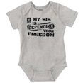 thumbnail image 1 of US Army Logo My Sis Defending Freedom Romper Boys or Girls Infant Baby Brisco Brands 12M, 1 of 7