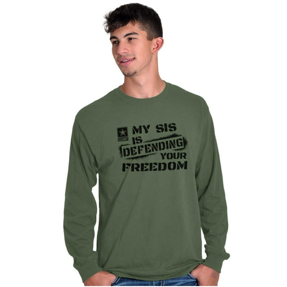 US Army Logo My Sis Defending Freedom Unisex Plus Size Long Sleeve Shirt Brisco Brands 2X