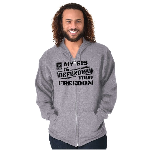 US Army Logo My Sis Defending Freedom Unisex Plus Size Zip Hoodie Brisco Brands 5X