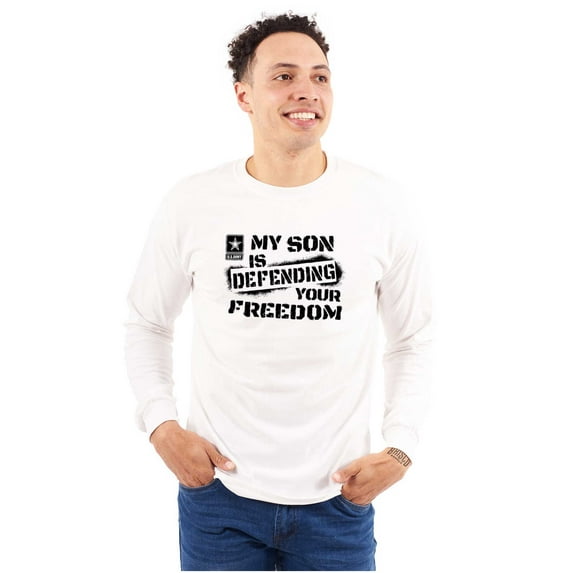 US Army Logo My Son Defending Freedom Unisex Plus Size Long Sleeve Shirt Brisco Brands 2X