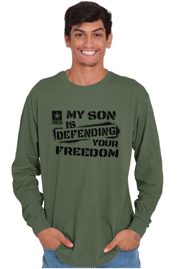 US Army Logo My Son Defending Freedom Unisex Plus Size Long Sleeve Shirt Brisco Brands 3X