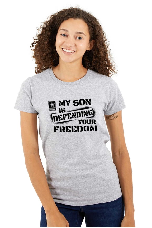 US Army Logo My Son Defending Freedom Women's T Shirt Ladies Tee Brisco Brands S