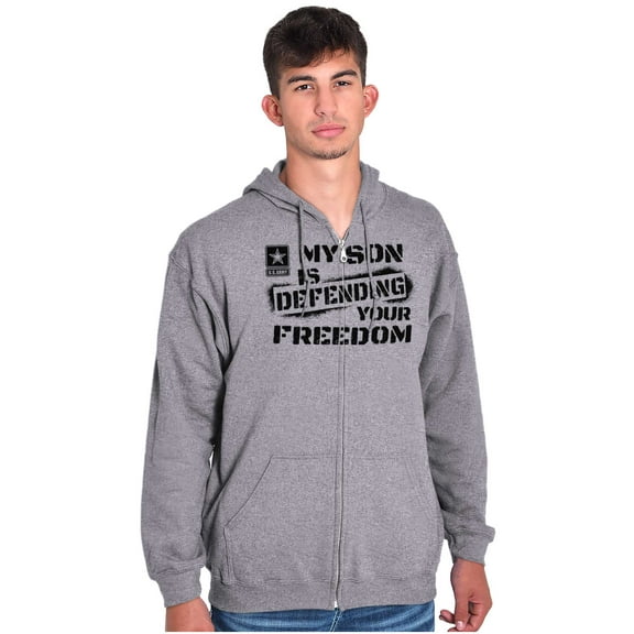US Army Logo My Son Defending Freedom Zip Up Hoodie Men's Women's Brisco Brands X