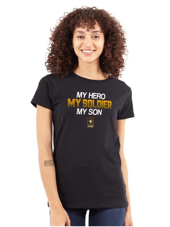 US Army Logo My Son Hero Soldier Women's T Shirt Ladies Tee Brisco Brands S